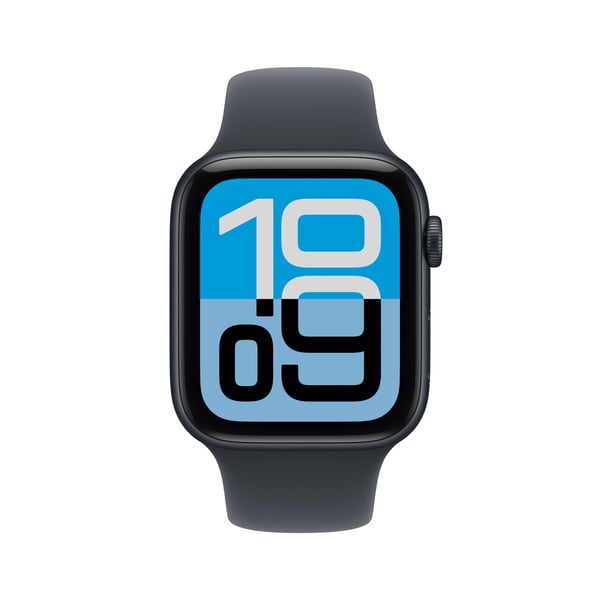 Apple Watch SE 3 (GPS) 44 mm midnatt aluminiumhölje och midnatt sportarmband, S/M