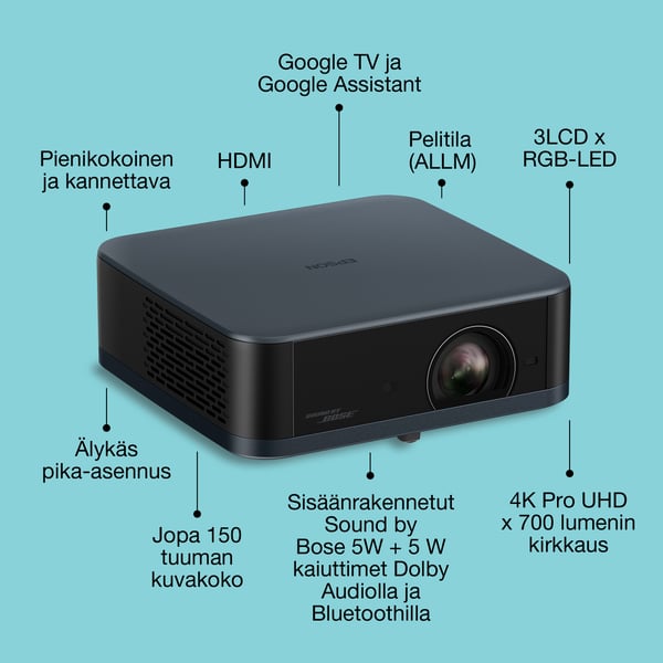 Epson Lifestudio Pop EF-62N portabel projektor, 4K Pro UHD, Google TV