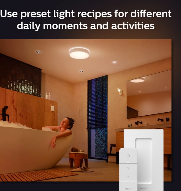 Philips Hue Devere hvid ambiance - smart loftlampe, M-størrelse, IP44, hvid