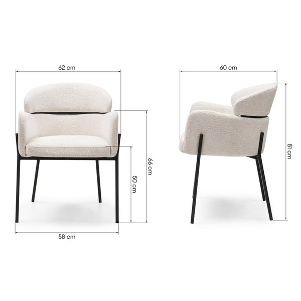 Spisebordsstol, MAREO, 62x62x81 cm, Creme