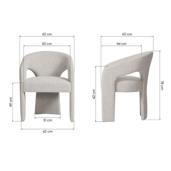 Polstret Stol, NAURINE, 62x60x78 cm, Beige