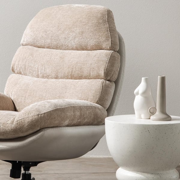Drejestol med Fodskammel, UNO, 102x77.5x90 cm, Beige