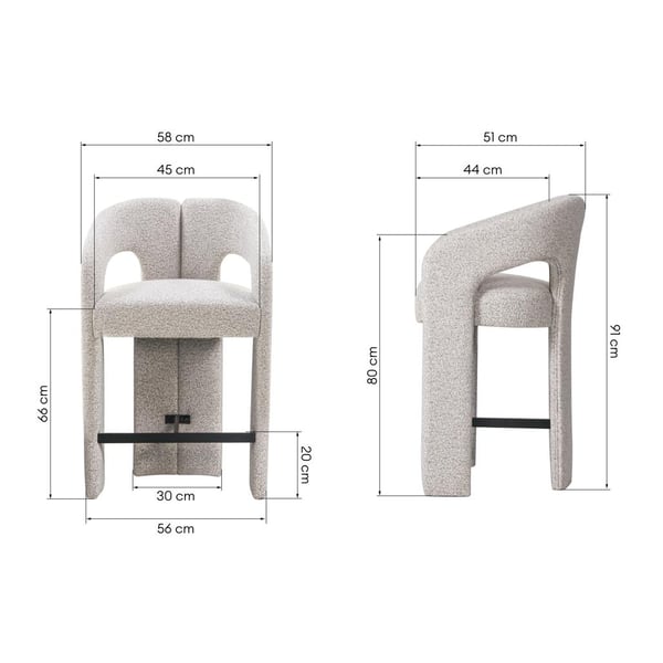 Polstret skammel, JOEL, 58x51x91 cm, beige