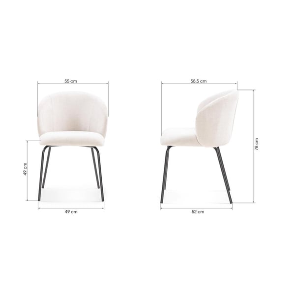 Spisestol, LUEUR, 78x55x58,5 cm, Lys Beige