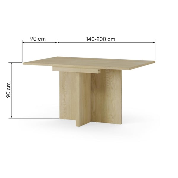 Spisebord, 140-200 cm ASK, 90x140-200x90 cm, Eg
