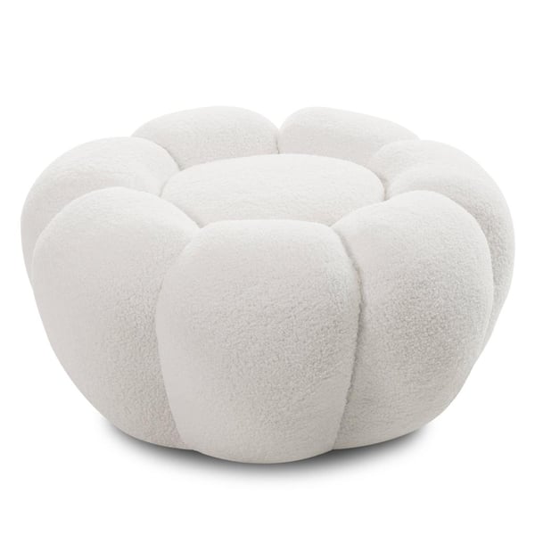 Puf, PERLE, 61x61x31 cm, Hvid