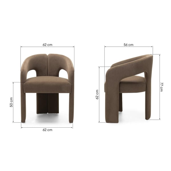 Polstret Stol, JOEL, 77x62x56 cm, Mokka