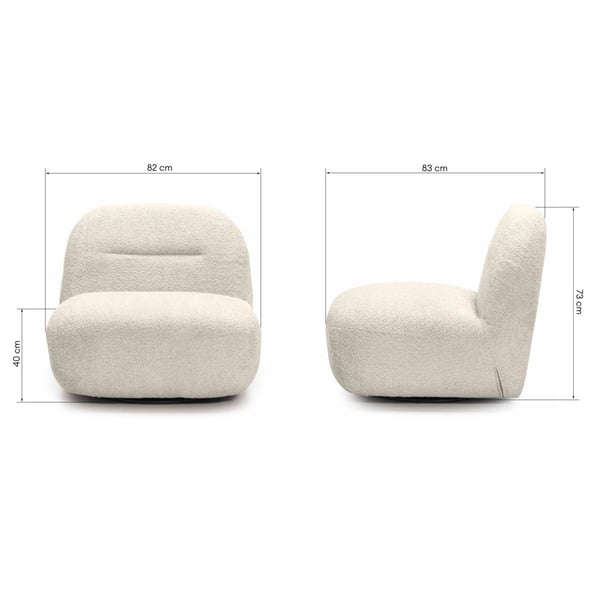 Lænestol, BOCHIC, 73x82x83 cm, Creme