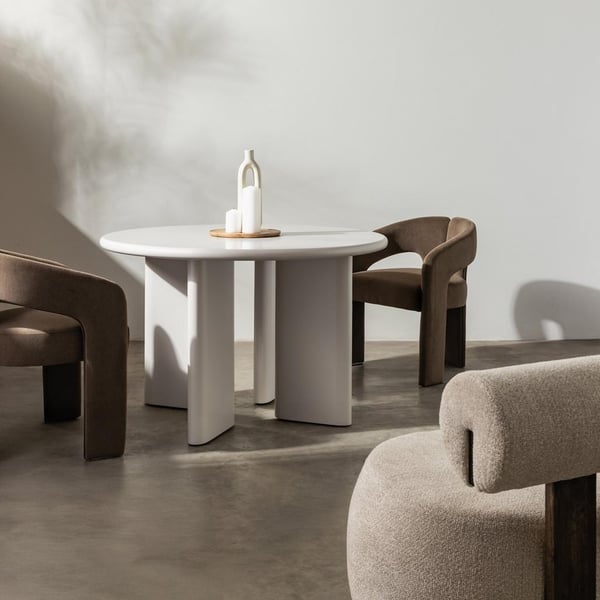Ruokapöytä, MOLIQ, 120x120x75 cm, Beige Harmaa