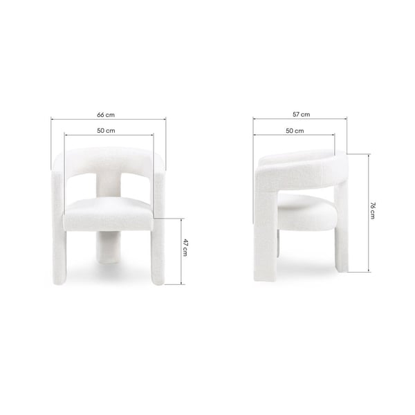Lænestol, LAUREN, 66x57x76 cm, Creme