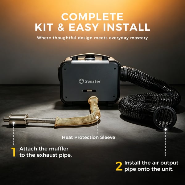 Sunster 8KW Dieselvärmare Luftvärmare 12/24V & 230V med GSM 4G & Bluetooth, Start/Stop, Ventilationsfunktion – Webasto