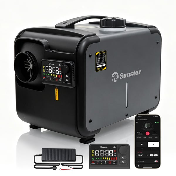 Sunster 8KW Dieselvärmare Luftvärmare 12/24V & 230V med GSM 4G & Bluetooth, Start/Stop, Ventilationsfunktion – Webasto Sunster 8KW Dieselvärmare Luftvärmare 12/24V & 230V med GSM 4G & Bluetooth, Start/Stop, Ventilationsfunktion – Webasto