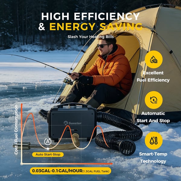 Sunster 8KW Dieselvärmare Luftvärmare 12/24V & 230V med GSM 4G & Bluetooth, Start/Stop, Ventilationsfunktion – Webasto