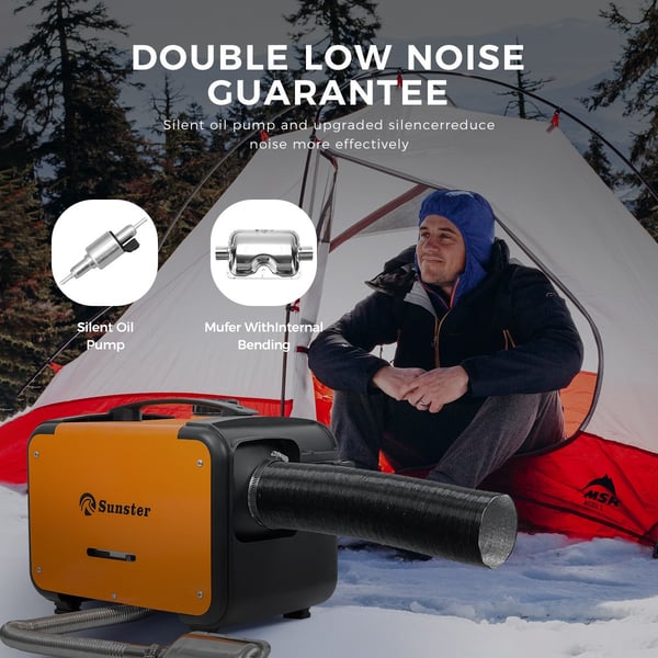 Sunster 8KW Dieselvärmare Luftvärmare 12/24V & 230V med Start/Stop, Ventilationsfunktion, Bluetooth & fjärrkontroll – Webasto
