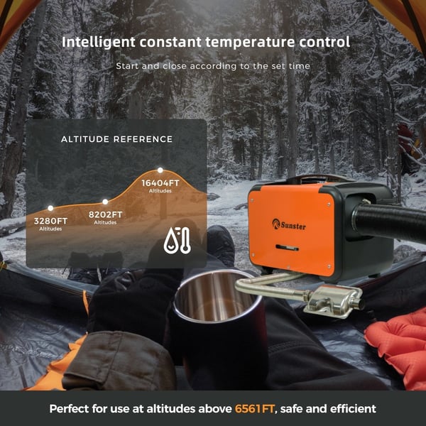 Sunster 8KW Dieselvärmare Luftvärmare 12/24V & 230V med Start/Stop, Ventilationsfunktion, Bluetooth & fjärrkontroll – Webasto