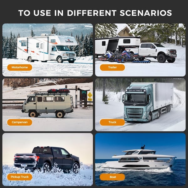 Sunster 8KW Dieselvärmare Luftvärmare 12/24V & 230V med Start/Stop, Ventilationsfunktion, Bluetooth & fjärrkontroll – Webasto
