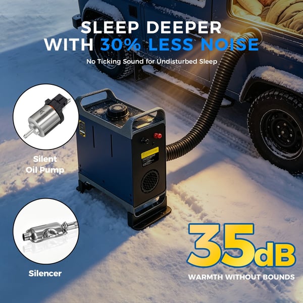 Sunster 8KW Dieselvärmare 12V/24V, med Bluetooth-anslutning, LCD och fjärrkontroll, Effektiv Värme, Låg Ljudnivå, WEBASTO