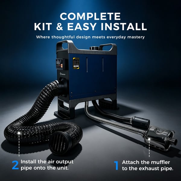 Sunster  TR B2 8 KW Dieselvarmer 110–220 V, 12 V/24 V, Med Bluetooth-Forbindelse, LCD-SkæRm Og Fjernbetjening, Effektiv Opvarmning, Lavt StøJniveau, Lavt BræNdstofforbrug