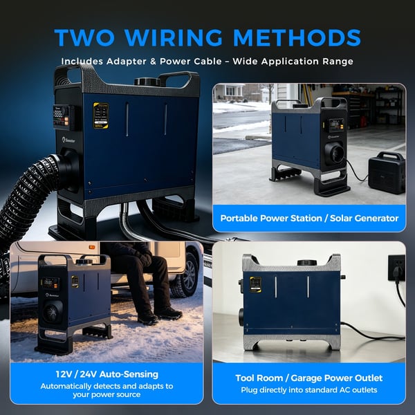 Sunster  TR B2 8 KW Dieselvarmer 110–220 V, 12 V/24 V, Med Bluetooth-Forbindelse, LCD-SkæRm Og Fjernbetjening, Effektiv Opvarmning, Lavt StøJniveau, Lavt BræNdstofforbrug
