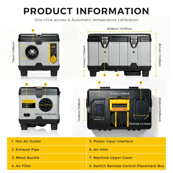 Sunster 8kW Diesellämmitin häkävaroittimella, Bluetooth & App-ohjaus, 12V/24V & 110–240V, Kannettava ilmanlämmitin LCD-näytöllä autoon, kuorma-autoon