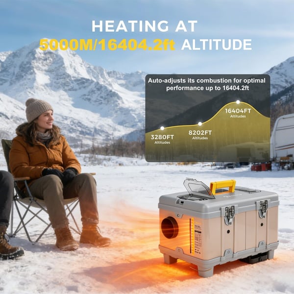 Sunster 8KW Diesellämmitin Ilmanlämmitin 12V &110-240V Start/Stop-toiminnolla, tuuletustoiminnolla, Bluetoothilla ja kaukosäätimellä – Webasto