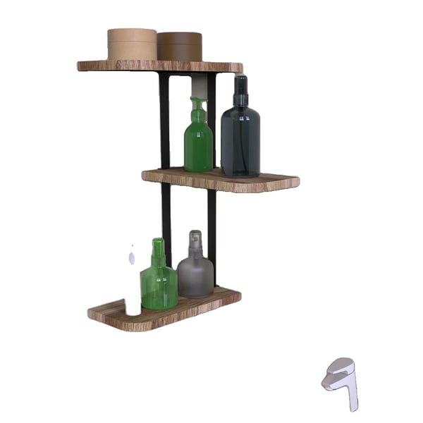 Træhylde, Tre-lags Opbevaringsreol, Pladsbesparende Design,Beige