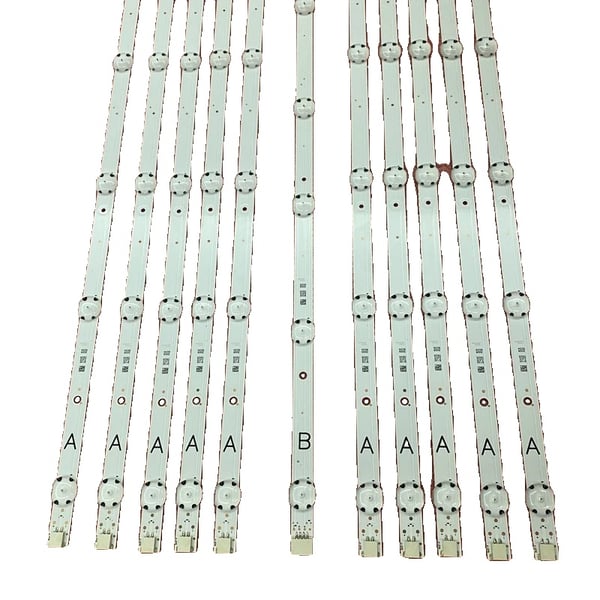 LED-taustavalaistuspaketti, 710 mm pituus, 3V jännite, 10 kpl 7 LED-yksikköä, 1 kpl 8 LED-yksikkö, yhteensopiva useiden TV-mallien kanssa