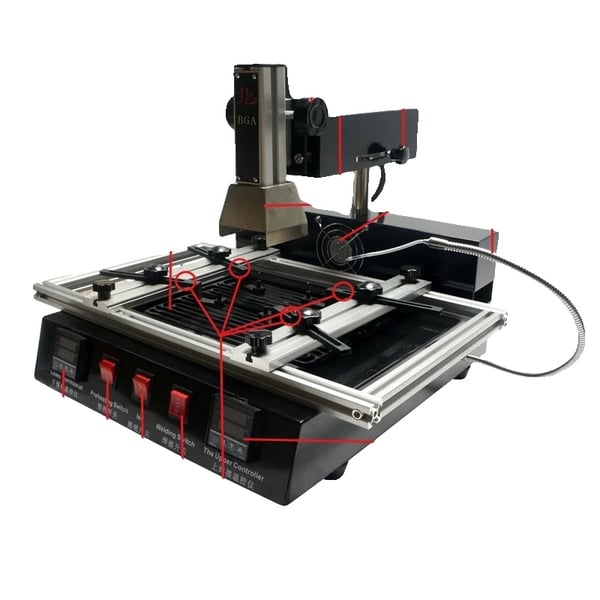 Infrarød BGA Rework Station, 1900W Effekt, Dobbelt Varmezoner, Topplade Størrelse 60mm x 60mm, Bundplade Størrelse 240mm x 80mm