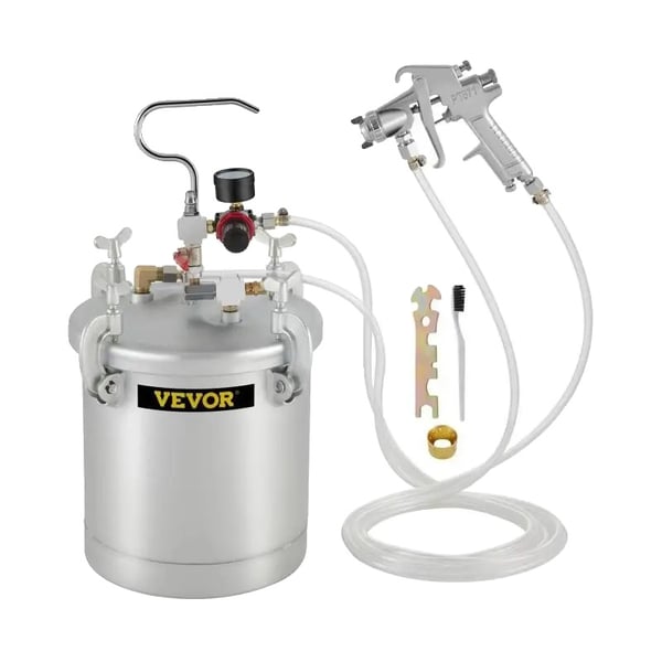 Färgspruta, 10L kapacitet, 2,5 gallon, 45 till 60 PSI driftstryck, 3/8\" vätskeingång, 6,0 till 8,8 CFM luftförbrukning Färgspruta, 10L kapacitet, 2,5 gallon, 45 till 60 PSI driftstryck, 3/8\" vätskeingång, 6,0 till 8,8 CFM luftförbrukning