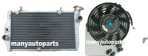 Radiator, 7" blæser, aluminiumskonstruktion, 40% forbedret køling, kompatibel med sportscykler 1997-1998, vægt 2,58 kg