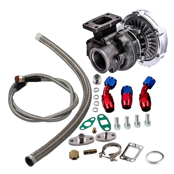 Turbocharger, T3 Flange, Oliekølet System, Kapabel til 420HK, Motor Kompatibilitet 1.5L-2.5L, Intern Wastegate Turbocharger, T3 Flange, Oliekølet System, Kapabel til 420HK, Motor Kompatibilitet 1.5L-2.5L, Intern Wastegate