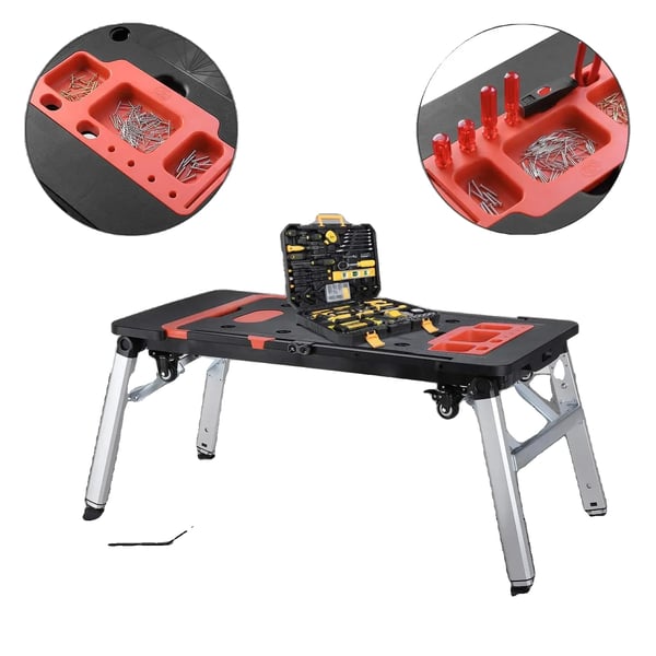 "Foldbart Arbejdsbord, Robust Legering Stål, 42,7"" x 21,5"", 440 lbs Belastning Kapacitet, 7-i-1 Funktionalitet, Ingen Samling Nødvendig"