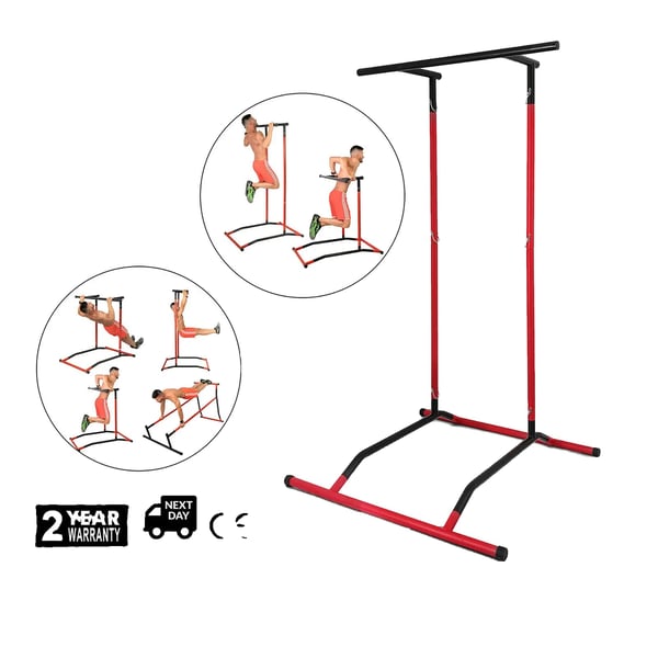 Voimatorni, 150 kg kapasiteetti, mitat 113 x 117 x 200 cm, dippitankojen väli 60 cm, teräsmateriaali, monitoiminen