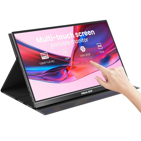 Bærbar Skærm, 15,6 Tommer, 1920 x 1080 Opløsning, USB Type-C og HDMI Kompatibilitet, 60Hz Opdateringshastighed, 10-Punkts Touchscreen
