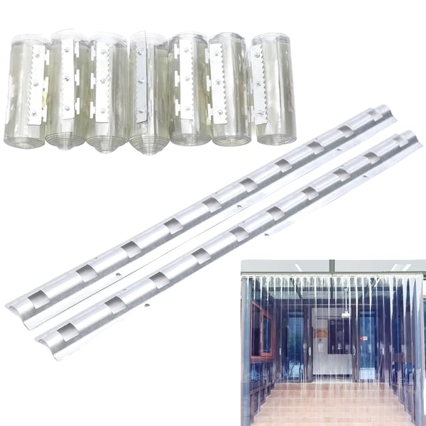 Stripsgardin, PVC-materiale, 2 mm tykkelse, 1,05 m bredde, nem installation med remme, temperaturmodstand -5°C til 50°C
