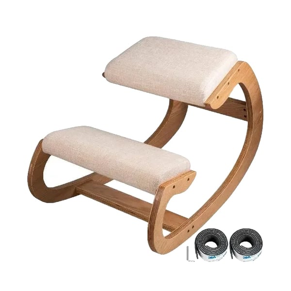 Knästående Stol, Björkfaner och Skum, Höftkudde 41/37*29*7 cm, Knäkudde 47/45*23*7 cm, 100 kg Belastningskapacitet, Ergonomisk Design