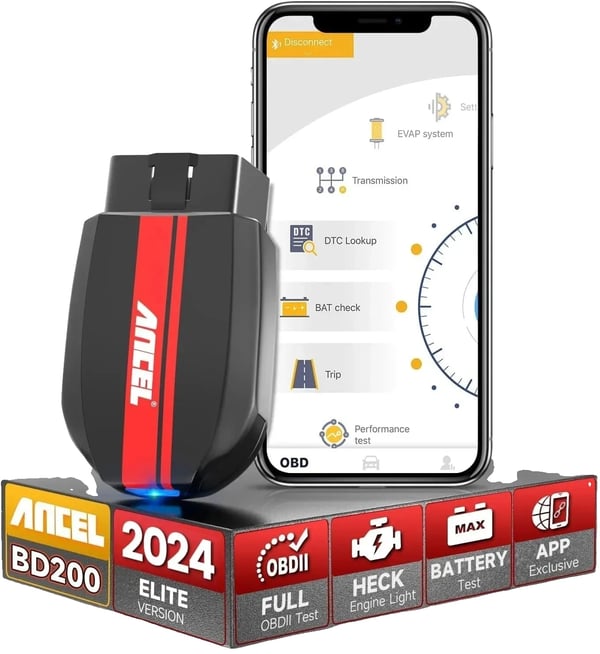 OBD2-skanneri, Bluetooth-yhteys, kattava diagnostiikkatoiminnallisuus,ANCEL BD200