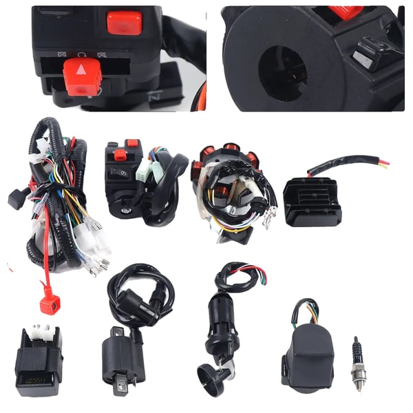 Kabelsamling, Fuld Elektrisk System, Inkluderer CDI, Tændspole, Retteanordning, Kompatibel med ATV QUAD 150-250 300CC