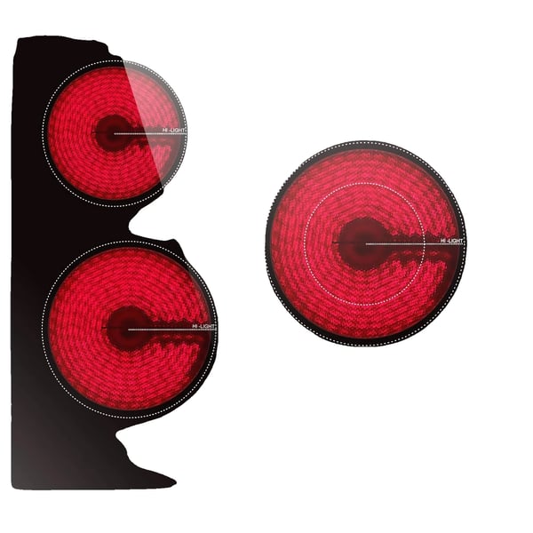 Indbygget keramisk kogeplade, 3 brændere, effekt 1200W/1800W/2200W, bredde 470-659 mm, dybde 45-55 cm, touchpad kontrol