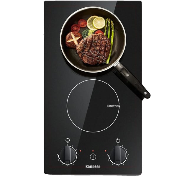 Induktionskogeplade, 30 cm, 230 V, 2000W + 1500W, Dobbeltbrænder, Knobkontrol