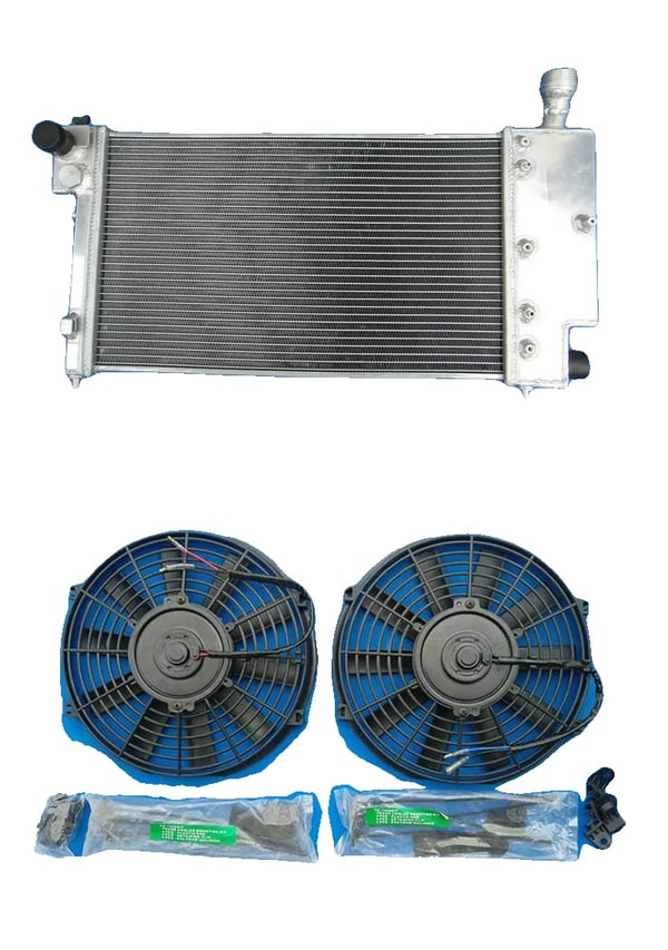 Aluminiumkøler, 2 række konfiguration, kerne størrelse 520mm x 315mm x 50mm, inkluderer blæsere, til Peugeot 106 GTI & Rallye, til Citroen Saxo/VTR