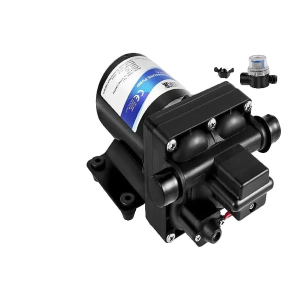 Färskvattenspump, 12V DC, 3 GPM, 45 psi, 1/2 tum NPT, Inbyggd backventil