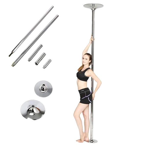 Pole Dance Sæt, Rustfrit Stål Materiale, 45 mm Diameter, Justerbar Højde 1,18–2,75 m, Statisk og Rotationsfunktioner, Samling Påkrævet