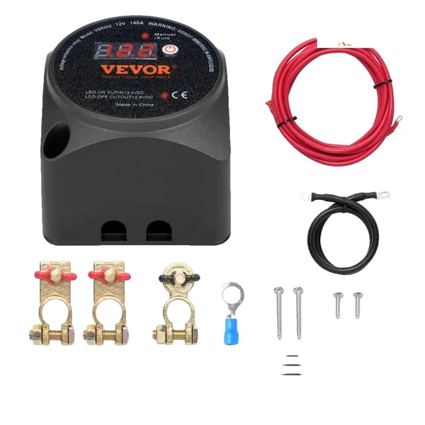 Dual Batteri Isolator, Maksimal Opladningsstrøm 140A, Kontinuerlig Opladningsstrøm ≥100A, Indkoblingsspænding ≥12.3V, Udkoblingsspænding ≥12.6V