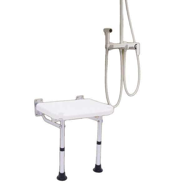 Brusebænk, vægmonteret, foldbar, skridsikre fødder,42-53cm