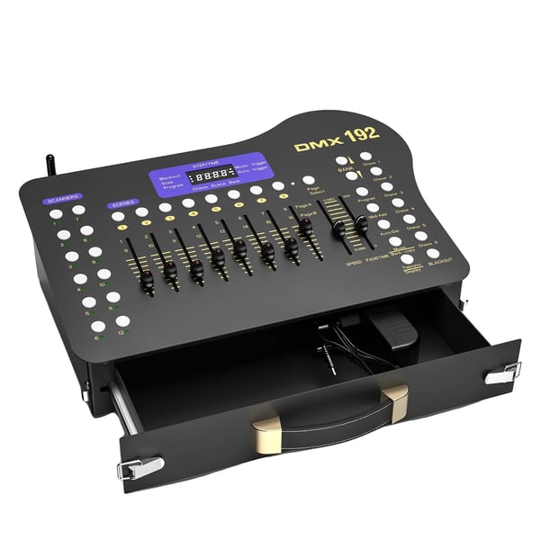 DMX-controller, 192 kanals styring, trådløs betjening,EU stik