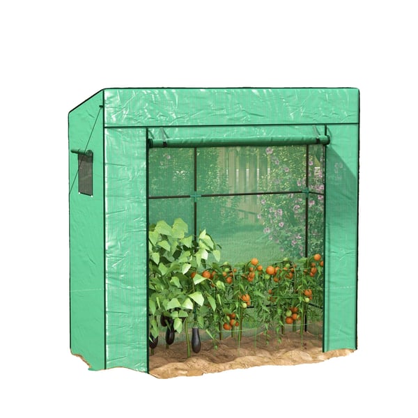 Havehus, Stålramme med PE-dække, 196 cm x 77 cm x 197 cm, Vandtæt: Ja, Lynlåse rulle dør, Beskytter planter mod hårdt vejr