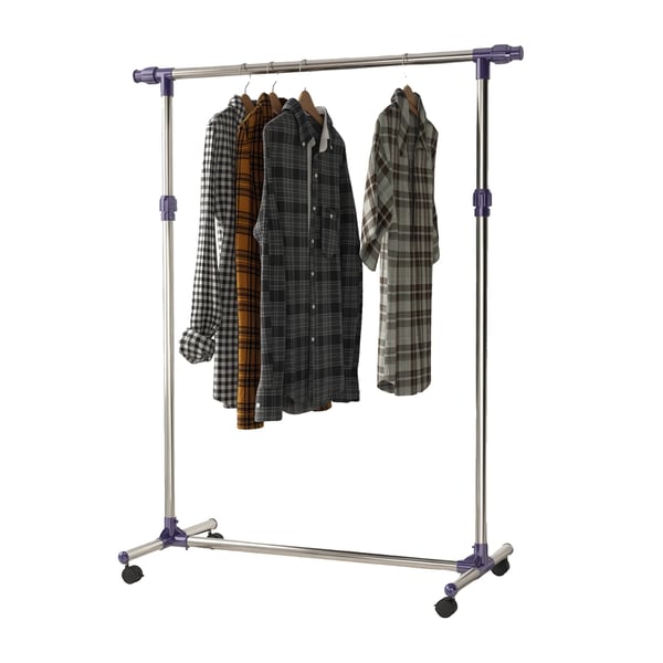 Tøjstativ, Justerbar Højde, Rustfrit Stål, Fire Hjul, Pladsbesparende Design, Holdbar Konstruktion