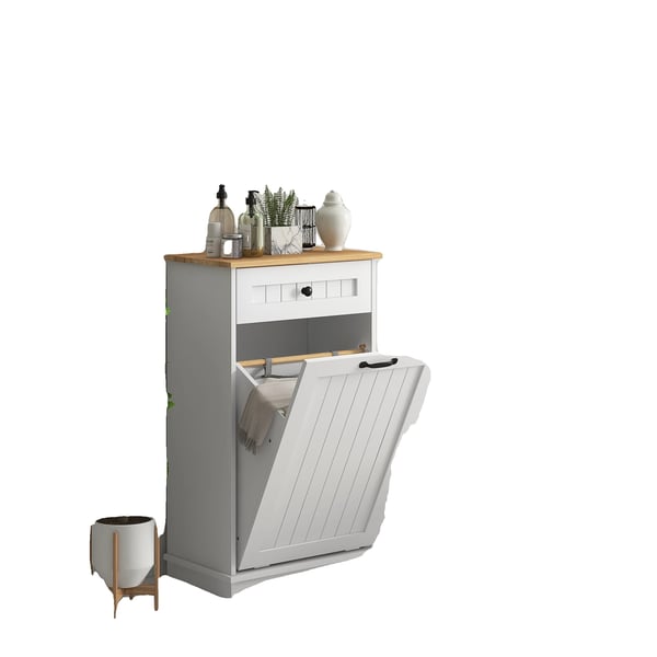 Badeværelse Auxiliary Skab, MDF Materiale, 52 x 33 x 90 cm Dimensioner, Intern Kurv 43,5 x 28 x 48 cm, Skuffe Dimensioner 41,8 x 26 x 8,5 cm