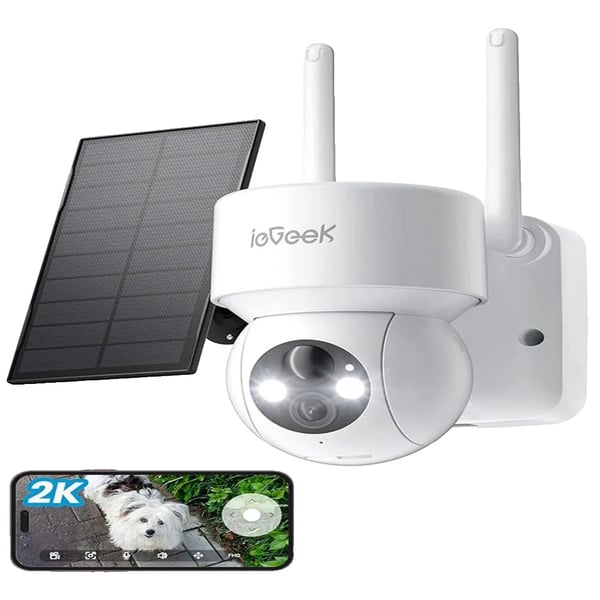 Trådløst sikkerhedskamera, 2MP opløsning, solcelledrevet, nattevisionsområde: 15 meter, dimensioner: 14 cm x 10 cm x 12,5 cm